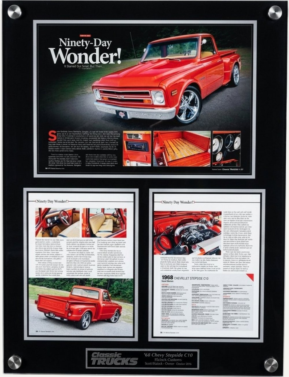 Classic Trucks magazine October 2016 feature on Blalock Customs' 1968 Chevrolet Stepside C10, Ninety-Day Wonder